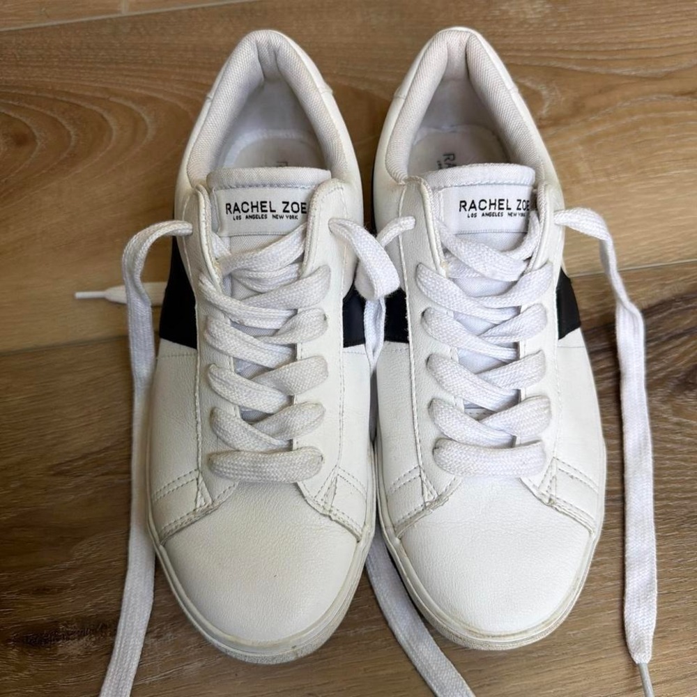 Rachel Zoe Genuine Leather Sneakers White Casual Clean Girl Shoes 9.5 Minimalist - Picture 4 of 7